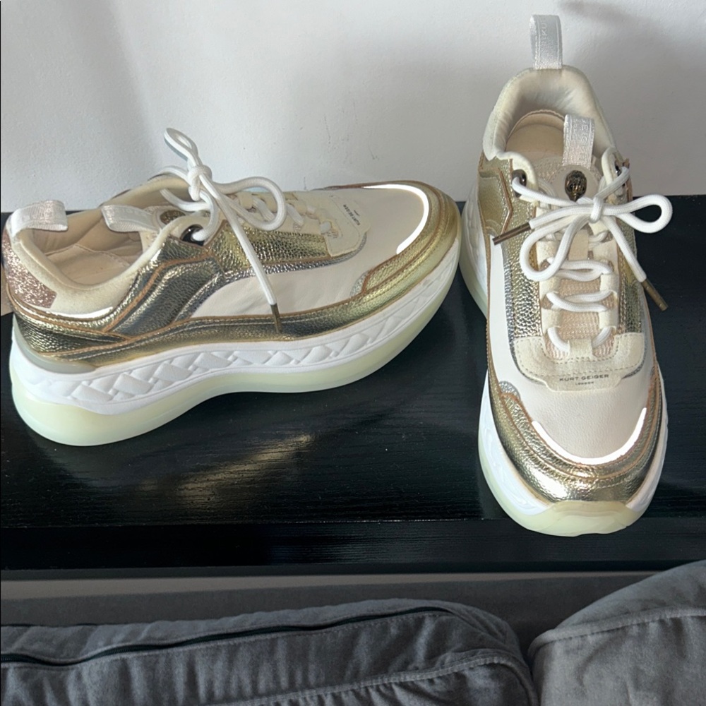 Kurt Geiger Women's Gold and Silver Metallic Platform Sneaker